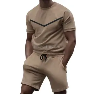 J&H 2022 new arrivals wholesale 13 colors mens workout sets 2 piece custom plain t shirt and sweat shorts designer outfits