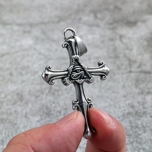 yunnique Stainless Steel <b>Cross</b> Pendant Necklace With Horus Eye Design For Men And Women Party Gift Fashion Jewelry - Product Image 4