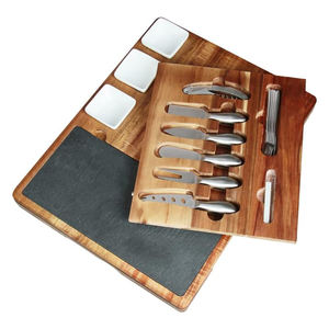 Gran oferta, juego de pizarra y tabla de <span class=keywords><strong>queso</strong></span> de madera, diseño de cajón, bandeja para servir alimentos con cuchillo inoxidable y cuencos de cerámica - Product Image 3