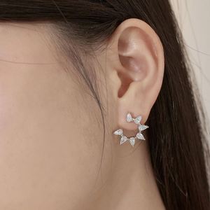 Dylam Dainty Jewelry 925 <b>Sterling</b> <b>Silver</b> Rhodium 18K Gold Plated 5A Cubic Zirconia Flower Shape <b>Stud</b> Earrings for Women Dress up - Product Image 5