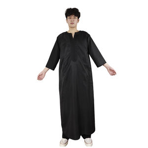 Fabricant source, costume pour homme de style islamique, pull, CE CPC UKCA, approvisionnement en vrac, robe longue traditionnelle noire, thobe - Product Image 1