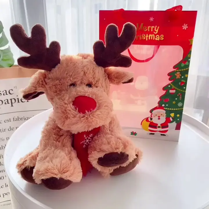 Elchpuppe stofftier Weihnachten Hirschpuppe Mädchen kindergeschenk Weihnachtsgeschenk an Kinder stofftier-Geschenk-Spielzeug