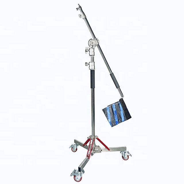QIHE M5-120 Stainless Steel Boom Light Stand,Stand Height 120-204CM,Crossbar 120-220cm