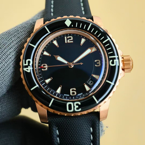 Reloj Clásico de Alta Calidad con Fecha Automática, Caja Luminosa en Oro Rosa, Esfera Negra, Cristal de Zafiro, Correa de Lona, Reserva de Marcha para Hombre - Product Image 1