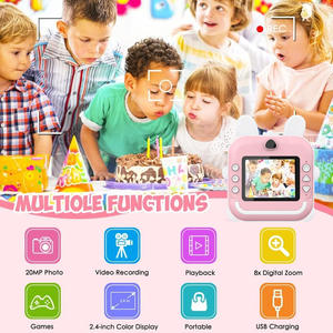 Appareil photo instantané pour enfants 320x240p Imprimante photo <span class=keywords><strong>Mini</strong></span> appareil photo thermique avec filtre Selfie TF Écran 2,4 pouces 128 Go de mémoire intégrée - Product Image 4