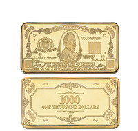 Todo diseño Metal Hierro USD Dólares Falso oro revestido Cuadrado Moneda Lingote