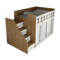 Modernes Minimalistisches Eichenholz-Kleiderschrank-Bett Design Queen-Size Platzsparendes Schlafzimmermöbel Einzel-Hochbett mit Schublade