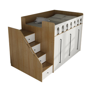 Giường ngủ thiết kế hiện đại tối giản bằng gỗ sồi, cỡ Queen, tiết kiệm không gian, nội thất phòng ngủ, giường tầng đơn có ngăn kéo lưu trữ - Product Image 2