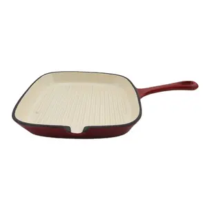 Esmalte Panelas de Ferro fundido Churrasqueira Panela Anti-Aderente Baking Cozinhar Fritar Quadrados