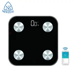 Balance de salle de bain connectée, bleu, avec revêtement bluetooth, application Mobile, mignonne, été