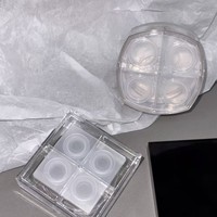 Boîtier vide personnalisé en plastique transparent avec couvercle noir pour poudre libre ou pressée