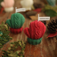 Handgefertigte Weihnachts-Strickhandschuh-förmige Kerze Festliches Geschenk Instagram-Style Foto-Requisite DIY Kreatives Ornament