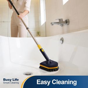 For Multipurpose PP Floor Cleaning <b>Brush</b> with Replaceable Scrubber Pad Long Handle Telescopic Eco-Friendly Tiled Bathroom - Product Image 2