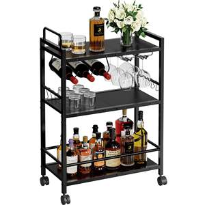 Luxe Eetkamer Goud Metalen Wijnkar Serveren <span class=keywords><strong>Trolley</strong></span> Met 2 Spiegelplanken Thuis Keuken Barkar - Product Image 6