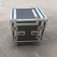 Flight case en aluminium sur mesure 8+2U pour amplificateur, rack DJ, antichoc, 2 portes, boîte à outils avec tiroir et table pour équipement audio, scène et événements