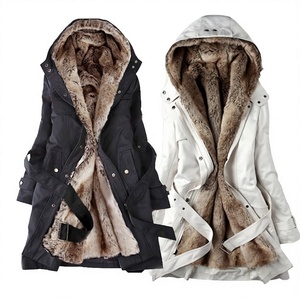Manteau décontracté ample et épais pour femme, grande taille, en laine tricotée, fourrure de lapin, rembourrage en coton, imprimé floral, pour l'hiver - Product Image 3