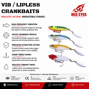 Leurre artificiel BladeBare Sinking Rattlesnake Vibra pour la pêche en rivière, lac et ruisseau, leurre dur pour eaux moyennes, REDEYES VIB-40 ABS - Product Image 1