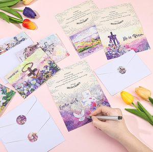 Cartes de Pâques religieuses Pâques chrétien Il est ressuscité Croix Printemps religieux Jésus Messages bibliques inspirants Cartes de voeux - Product Image 6