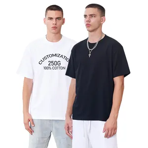 Camiseta de lujo de alta calidad OEM, ropa informal para hombre, Camiseta con estampado de logotipo personalizado, camiseta en blanco de gran tamaño con hombros caídos para hombre