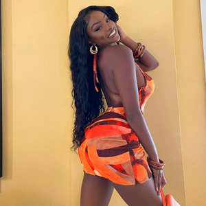 <span class=keywords><strong>Abito</strong></span> estivo da <span class=keywords><strong>donna</strong></span> con stampa Slim Fit Halter Tie <span class=keywords><strong>Sexy</strong></span> senza schienale per ragazza abiti corti aderenti con stampa casual - Product Image 2