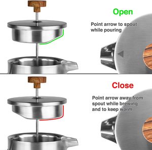 Cafetière à pression française en acier inoxydable 34 oz 1000ml Presse à café à double paroi isolante en métal avec revêtement <span class=keywords><strong>rouge</strong></span> - Product Image 4
