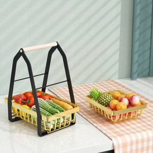 Haute qualité maison cuisine stockage métal aliments collations étagère deux couches fruits support légumes panier de rangement - Product Image 6