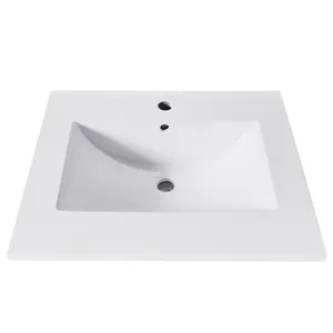 Tarpul Wholesale 25 Inch Hand Wash Basin Rectangle White Ceramic Washbasins Cabinet Basin Bathroom Vanity Sink