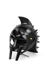 Casque de gladiateur romain classique de qualité supérieure en acier doux de calibre 20 avec finition en peinture poudre noire - Product Image 2