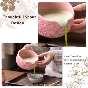Buucup Ensemble de 7 fouets à matcha en céramique rose et bambou Kit de bricolage Porte-fouet pour bol Scoop Sifter Torchon OEM Personnalisable - Product Image 3