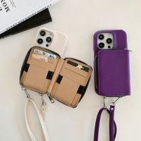 Pochette arrière portefeuille à fermeture éclair pour iPhone 13/14/14 Pro, pour iPhone 14 Promax housse de carte de crédit
