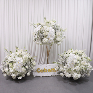 Flores Artificiales de Alta Gama para Bodas, Bola de Flores de Hortensia Roja, Bola de Hortensia de Seda Borgoña, Centros de Mesa para Bodas - Product Image 5