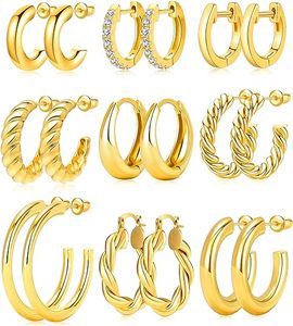 Boucles d'Oreilles Tendance en Perles pour Femme, Bijoux de Mode, Grandes Boucles d'Oreilles, Set de Boucles d'Oreilles Créoles en Or et Puces - Product Image 2
