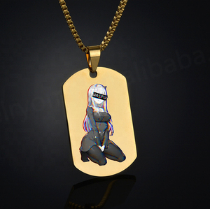 Pendentif de haute qualité en acier inoxydable avec gravure laser personnalisée, image et lettrage, sur cordon en cuir et petite chaîne - Product Image 1