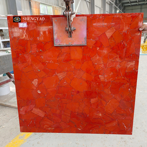 <span class=keywords><strong>Venta</strong></span> al por mayor de baldosas de mármol rojo pulido natural rubí jaspe cuarzo piedra - Product Image 5