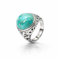 S925 Silber Kristallbesetzter Vintage Gravierter Ring