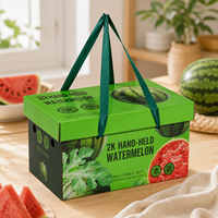 Boîte d'emballage portable personnalisée pour pastèque, boîte cadeau haut de gamme en carton ondulé pour fruits frais, boîte en carton imprimée en couleur