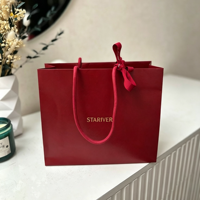 Tas Belanja Kertas Logo Kustom Mewah Warna Burgundy untuk Butik Perhiasan Kosmetik dan Hadiah