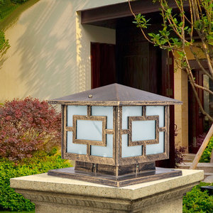 Lámparas de Columna para Exteriores, Cuadradas, de Bronce, LED E27, Montaje Empotrado, Iluminación para Jardín y Villa - Product Image 1
