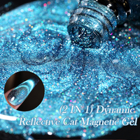 LILYCUTE 7ml Gel Magnétique Holographique Réfléchissant Dynamique Effet Œil de Chat, Vente en Gros Usine, Vernis Gel Pailleté Disco Effet Œil de Chat pour Nail Art