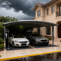 Abri de voiture extérieur moderne de luxe en alliage d'aluminium, cadre thermolaqué, imperméable et durable, pour 2 véhicules