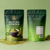Sachet refermable personnalisé en Mylar de qualité alimentaire pour poudre de matcha et thé vert, écologique et réutilisable