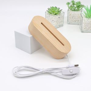 Factory Price RGB <b>USB</b> Oval Wooden <b>Light</b> Beech Popular Customized Table Night <b>Light</b> Base for Acrylic 3D Night LED <b>Light</b> - Product Image 1