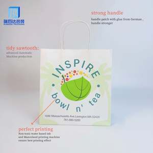 Wholesale Custom Logo Printed Recycled Kraft Paper <b>Bag</b> Brown Take Away Food Packaging with Twisted/Flat Handles for Pizza & Milk - Product Image 6