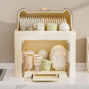 Égouttoir à vaisselle grande capacité en plastique avec couvercle anti-poussière pour rangement de cuisine - Product Image 5