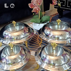 Plato de calentamiento redondo de acero inoxidable duradero de lujo con tapa de marco, bandeja calentadora de <span class=keywords><strong>Buffet</strong></span>, soporte de combustible <span class=keywords><strong>para</strong></span> Hotel y restaurante - Product Image 3