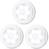 Mur Monté De Haute Qualité Alimenté Par Batterie capteur De Mouvement Intelligent Détecteur Rond 6 LED armoire Veilleuse lumière de garde-robe