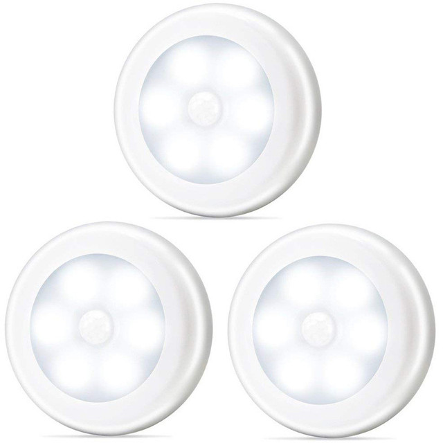 Wall Mounted High Quality Battery Powered Smart Motion Sensor Detector Round 6 LED Cabinet Night Light Wardrobe Light