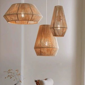 โคมไฟระย้าหวายสไตล์ญี่ปุ่นทรงกลม E27 ไฟ LED สำหรับโรงแรม เกสต์เฮาส์ ห้องนอน ระเบียง โคมไฟห้อยเพดานแบบย้อนยุคทอมือ - Product Image 5