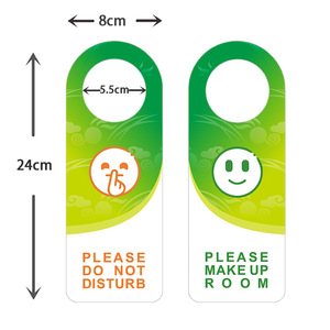 PVC Hotel Door Sign Green White Double Sided Please Do Not Disturb English Glossy Finish - Product Image 3