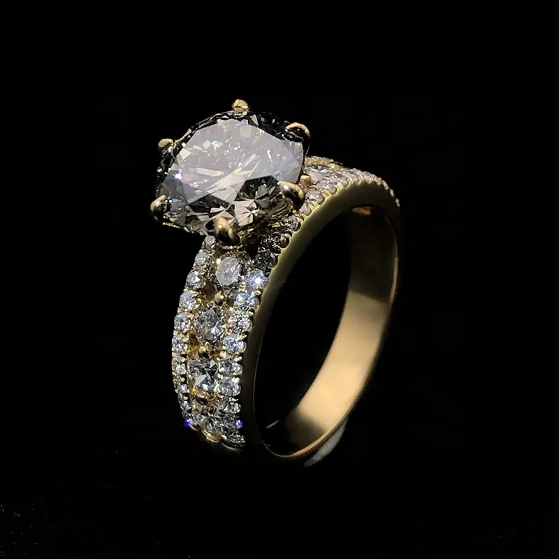 Anel de casamento, fábrica personalizada de alta qualidade, clássico, 6 prontos, anel de casamento real 925, prata/sólida, pedra preciosa de ouro/moissanite/diamante, anel de capina